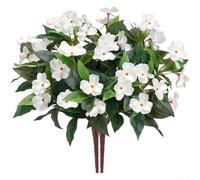 Flor artificial de seda Impatiens para sala de estar, comedor, jardín, valla, bonsái, telón de fondo para fotografía, decoración floral realista (blanco)