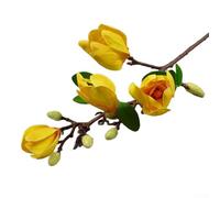 Flor artificial de una sola rama de magnolias simuladas para la decoración del hogar y la boda (amarillo)