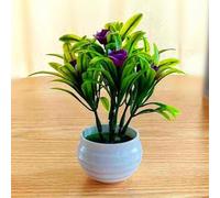 Flor artificial en maceta de 6 pulgadas, planta falsa de PVC que no se decolora, decoración para el hogar, boda, fiesta, oficina, patio, tienda, rosa, rojo, morado (morado)