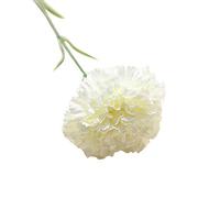 Flor artificial, Flores artificiales, claveles de seda, ramo individual con soporte y tallo, decoración artística(White)