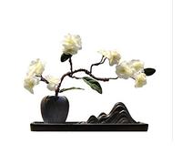 Flor Artificial Jarrón de cerámica Chino Flor Artificial Zen Accesorios para el hogar, Paisaje Mesa de Arena Rocalla Planta en Maceta Artificial, Conjunto de Flores Artificiales Bonsai Artificiales