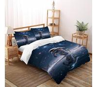 Flor Astronauta Funda De Edredón 3 Piezas 3D Impresa Starry Sky Theme con 2 Fundas De Almohada Super King（260x220cm） Microfibra Juego De Ropa De Cama para para Niñosy Hombres