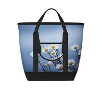 Flor blanca de la naturaleza,Bolsas de almuerzo de gran capacidad, bolsa de mano térmica para mujeres, hombres, trabajo, picnic, viajes.