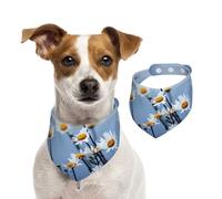 Flor Blanca de la Naturaleza,Pañuelos de algodón para Perros, Bufandas Ajustables para Mascotas,M