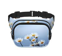 Flor Blanca de la Naturaleza,Riñonera Cuadrada de Doble Capa, Bolso de Viaje, Bolso Informal para el Pecho.