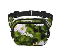 Flor Brillante Hermosa Margarita,Riñonera Cuadrada de Doble Capa, Bolso de Viaje, Bolso Informal para el Pecho.