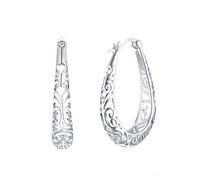 Flor clásica de hueco 925 Pendientes de aro grande de plata esterlina S925 Pendientes de declaración de oro/plata