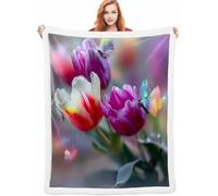 Flor Cobijas de Invierno, Rosa Manta Sofa Invierno 140x200cm, Mantas para Cama Suave Acogedora Cálida y Esponjosa Reversible, Sensación de Cachemira Cálida y Acogedora para Sofá Cama y Sillón A-3530