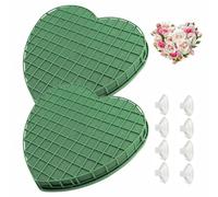 Flor Corazón de Espuma, 21 cm 2 Piezas Espuma para Arreglos Florales DIY, Esponja De Flores En Cuadrícula, Espuma Tartán y Ventosas, Se Puede Utilizar para Fiestas, Cumpleaños y Otras Manualidades