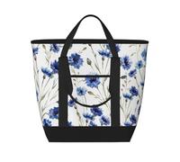 Flor de aciano,Bolsas de almuerzo de gran capacidad, bolsa de mano térmica para mujeres, hombres, trabajo, picnic, viajes.