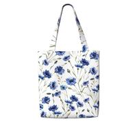Flor de aciano,Bolsas de supermercado reutilizables, bolsas de compras, bolsas de lona de gran capacidad, bolso de hombro