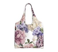Flor de acuarela floral,Bolsas de mano reutilizables, bolsas de supermercado, bolso de hombro de lona de gran capacidad