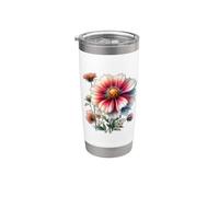 Flor de acuarela vibrante - Floración de jardín floral Vaso térmico de acero inoxidable de doble pared