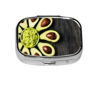 Flor De Aguacate Hecho Palta Guacamole Comida Y Bebida, Pastillero cuadrado para bolsillo o monedero, pequeño contenedor de pastillas, organizador de pastillas de viaje