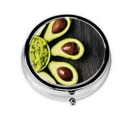 Flor De Aguacate Hecho Palta Guacamole Comida Y Bebida, Pastillero, Pastillero redondo Pequeño contenedor de pastillas Organizador de pastillas de viaje