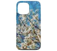 Flor de almendro y cielo azul en estilo artístico punteado Carcasa para iPhone 13 Pro Max