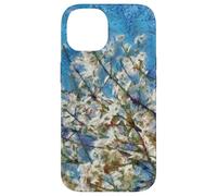 Flor de almendro y cielo azul en estilo artístico punteado Carcasa para iPhone 14
