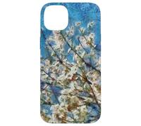 Flor de almendro y cielo azul en estilo artístico punteado Carcasa para iPhone 14 Plus