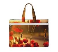 Flor de amapola,Bolsa de lona para documentos con cremallera, bolso de mano, maletín para la escuela y la oficina.