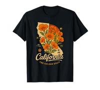 Flor de amapola de California Vintage The Golden State Retro Camiseta