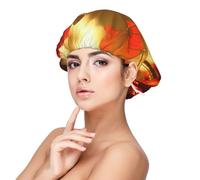 Flor de amapola,Gorro de dormir de satén para adultos - Gorro de dormir elástico para mujer, cubrecabello nocturno