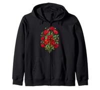 Flor de Amapola manchada Mosaico Rojo Amapolas Florales Sudadera con Capucha