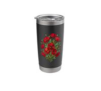 Flor de amapola manchada mosaico rojo amapolas florales Vaso térmico de acero inoxidable de doble pared