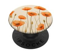 Flor de amapola naranja sobre fondo beige PopSockets PopGrip Intercambiable