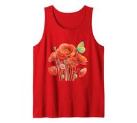 Flor de Amapola Rojo Floral Camiseta sin Mangas
