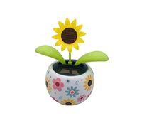 Flor de baile solar figura girasol coche moviéndose danza juguetes de plástico flores temblando cabeza ornamento tablero de instrumentos de coche para coche oficina decoración