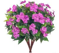 Flor de bálsamo de seda artificial decorativa para valla, para el hogar, bonsái y uso de fotografía, con aspecto realista y diseño ligero (morado)