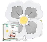 Flor de baño orgánica para bebés, cálida y acogedora flor de bambú para baño que al bebé le encantará, flor de baño para bebé, se adapta a la bañera del fregadero, soporta recién nacidos, alfombrilla
