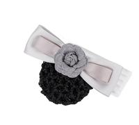 Flor de cabeza femenina Joyería profesional Enfermera Azafata Banco Red for el cabello Trabajo Pan Clip for el cabello Parte posterior de la cabeza Tocado(GrayFlower net)