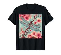 Flor De Cerezo Asiática Libélula Japonesa Vintage Rosa Camiseta