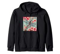 Flor De Cerezo Asiática Libélula Japonesa Vintage Rosa Sudadera con Capucha