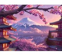 Flor de Cerezo japonés Puzzle 1000 Piezas Educativo Construir Rompecabezas 3D para Familia Maquetas Educativas Desafío Intelectual Decoración Hogar 1000 PCS
