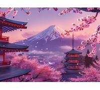 Flor de Cerezo japonés Puzzles 500 Piezas Aliviar Estrés Familiar Premium Rompecabezas para Adultos Desafío Intelectual 3D DIY Creativo Decorativo 500 PCS