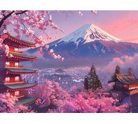 Flor de Cerezo japonés Puzzles 500 Piezas Moderno Minimalista Rompecabezas Familiar para Adultos 3D Maquetas Construir Aliviar Estrés Decorativo 500 PCS