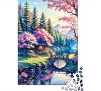 Flor de Cerezo Puzzle De 1000 Trozos Papel Grueso Rompecabezas Compatible con Tabla Noche De Juegos En Familia Horas Entretenimiento 70x50cm/1000pcs