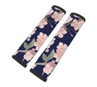 Flor de cerezo Sakura azul marino, Almohadillas para cinturón de seguridad de coche, paquete de 2 almohadillas para arnés, funda multifuncional para cinturón de seguridad