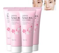 Flor de Cerezo Sakura Iluminadora Limpiador Facial Espumoso Suave Piel opaca Revivally, Piel Equilibrada Cutis y Brillo Amplificadores Brillo, Fragancia Fresca y Acogedora (5 piezas)