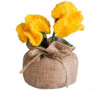 Flor de clavel de ganchillo diseñada para una exhibición floral realista, acento en maceta de flores secas hechas a mano para un estilo contemporáneo del interior del hogar (B)