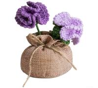 Flor de clavel de ganchillo diseñada para una exhibición floral realista, acento en maceta de flores secas hechas a mano para un estilo contemporáneo del interior del hogar (C)