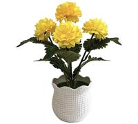 Flor de crisantemo de seda en contenedor metálico dorado para diseño de interiores, mejora del espacio de la oficina (amarillo)