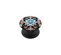 Flor de Cristal de Loto Azul Turquesa Coral Art Nouveau PopSockets PopGrip Adhesivo