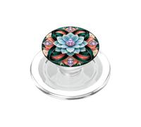 Flor de Cristal de Loto Azul Turquesa Coral Art Nouveau PopSockets PopGrip para MagSafe