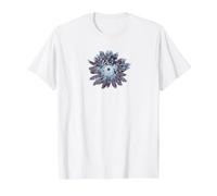 Flor de Dalia Azul y Marrón Camiseta gráfica económica, Hombre, Blanco, XL