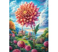 Flor de dalia en el bosque mágico Puzzle 1000 Piezas Cartón Grueso Para Toda La Familia Dibujo Animado de Paisajes de Cuento de Hadas Desarrollo Lógica Agilidad Mental Actividad Hacer En Grupo Idea De