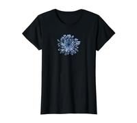 Flor de Dalia Negra y Azul Camiseta gráfica económica, Mujer, Negro, L