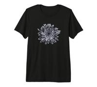 Flor de Dalia Negra y Gris Camiseta Premium